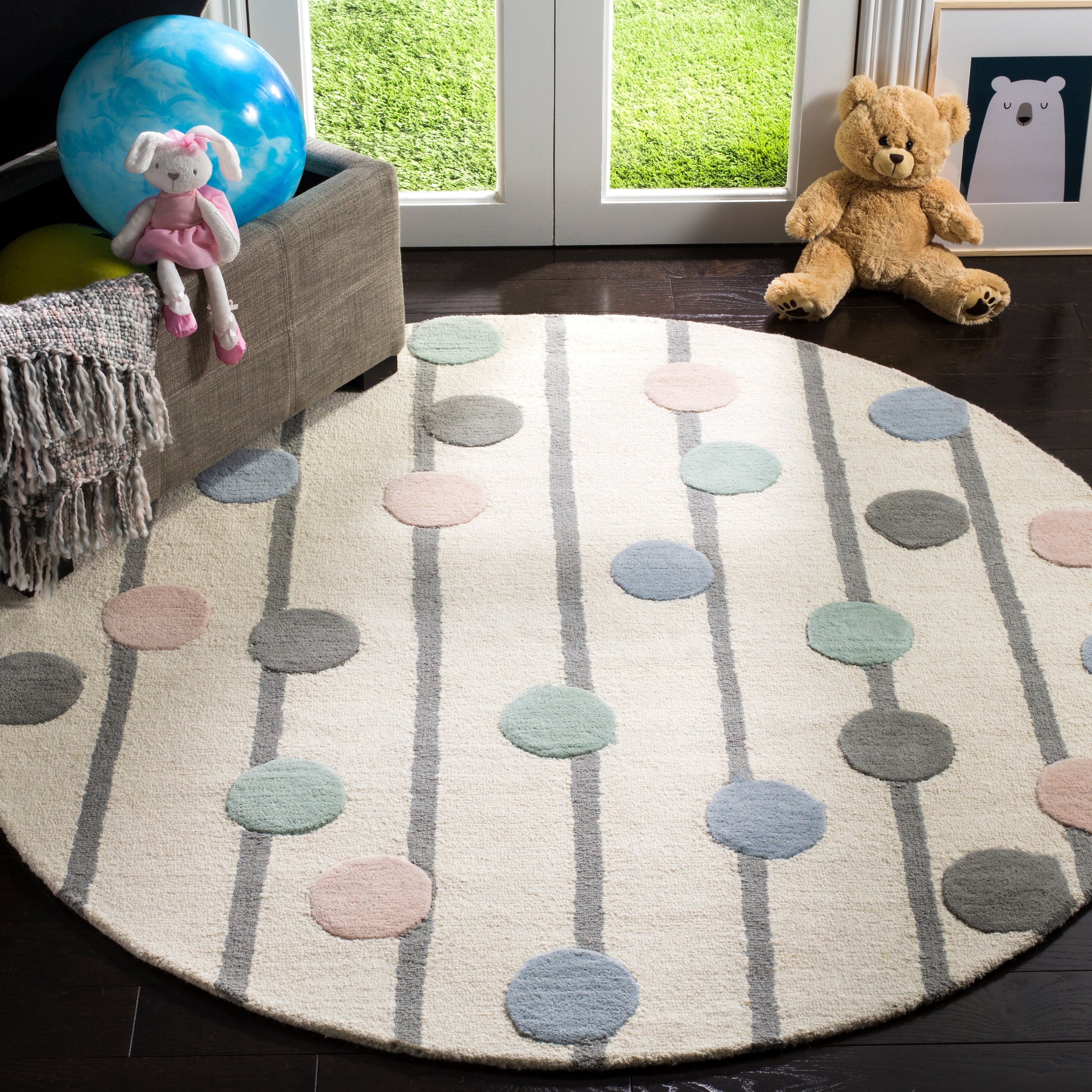 Safavieh Kids Transitional Geometric Hand Tufted Wool Ivory Multi Area Rug 5 X 7