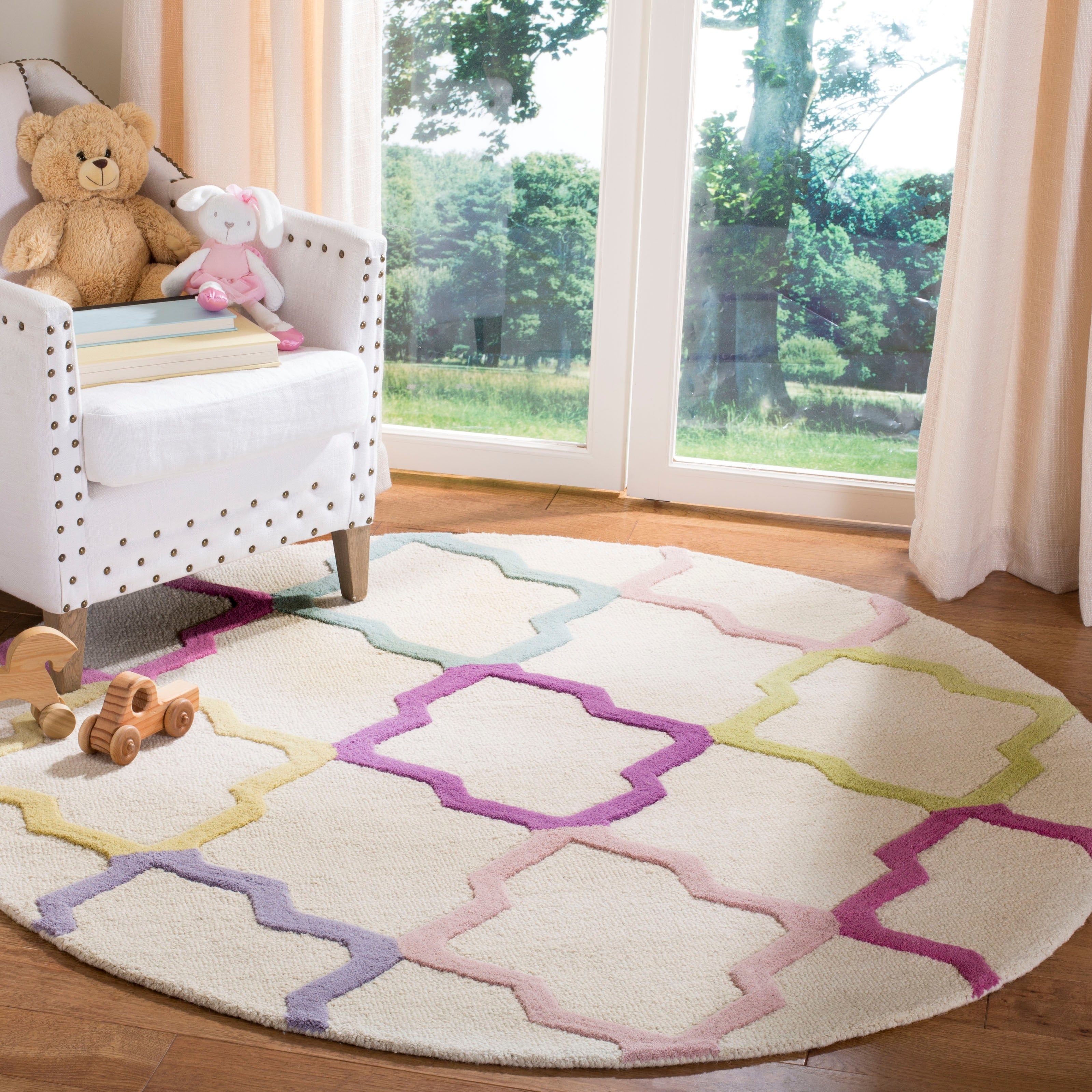 Safavieh Handmade Safavieh Kids Modern Contemporary Ivory Multi Wool Rug 5 X 8