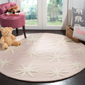 Safavieh Kids Transitional Geometric Hand Tufted Wool Pink Ivory Area Rug 5 X 7