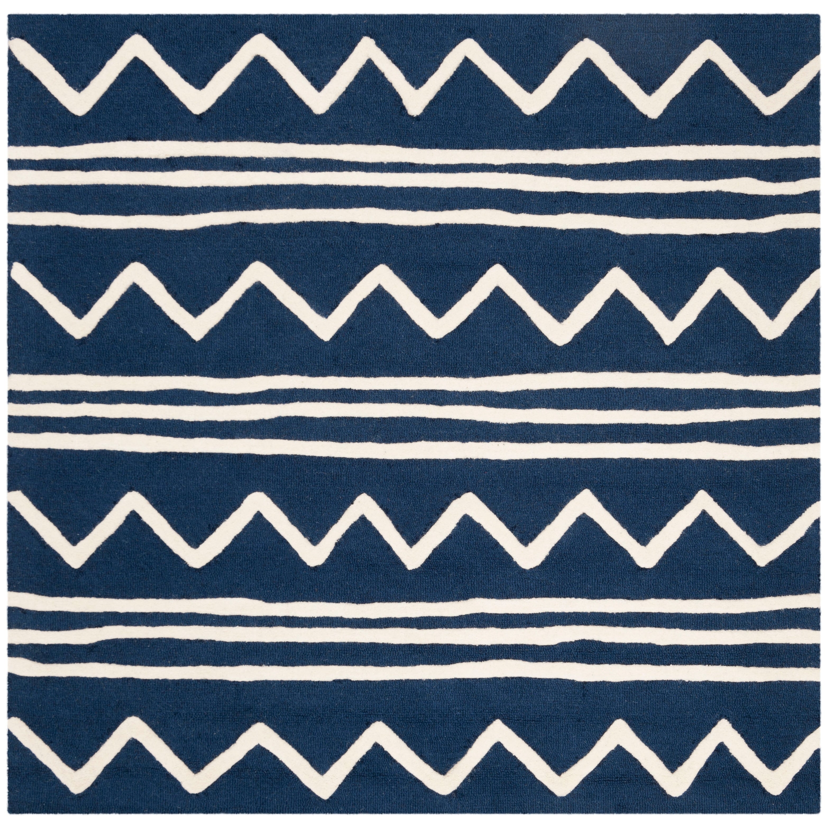 Safavieh Kids Transitional Geometric Hand Tufted Wool Navy Ivory Area Rug 5 X 7