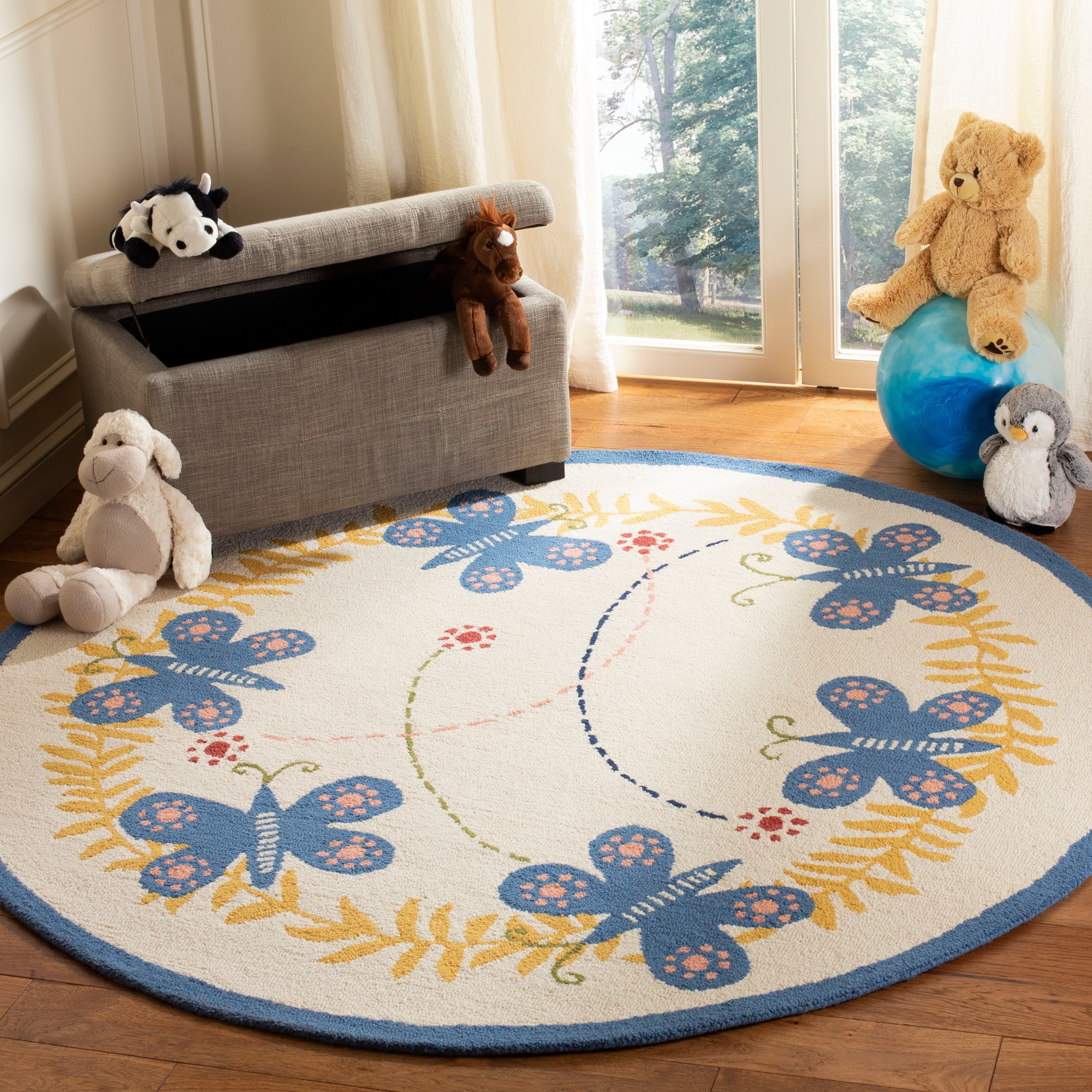 Safavieh Handmade Childrens Butterflies Ivory N. Z. Wool Rug 2 X 3