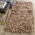Safavieh Handmade Metro Modern Brown Suede Leather Decorative Shag Rug 9 X 12