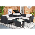 Safavieh Helga Outdoor 4 Piece Conversation Patio Set With Storage 57 W X 31 D X 26 H