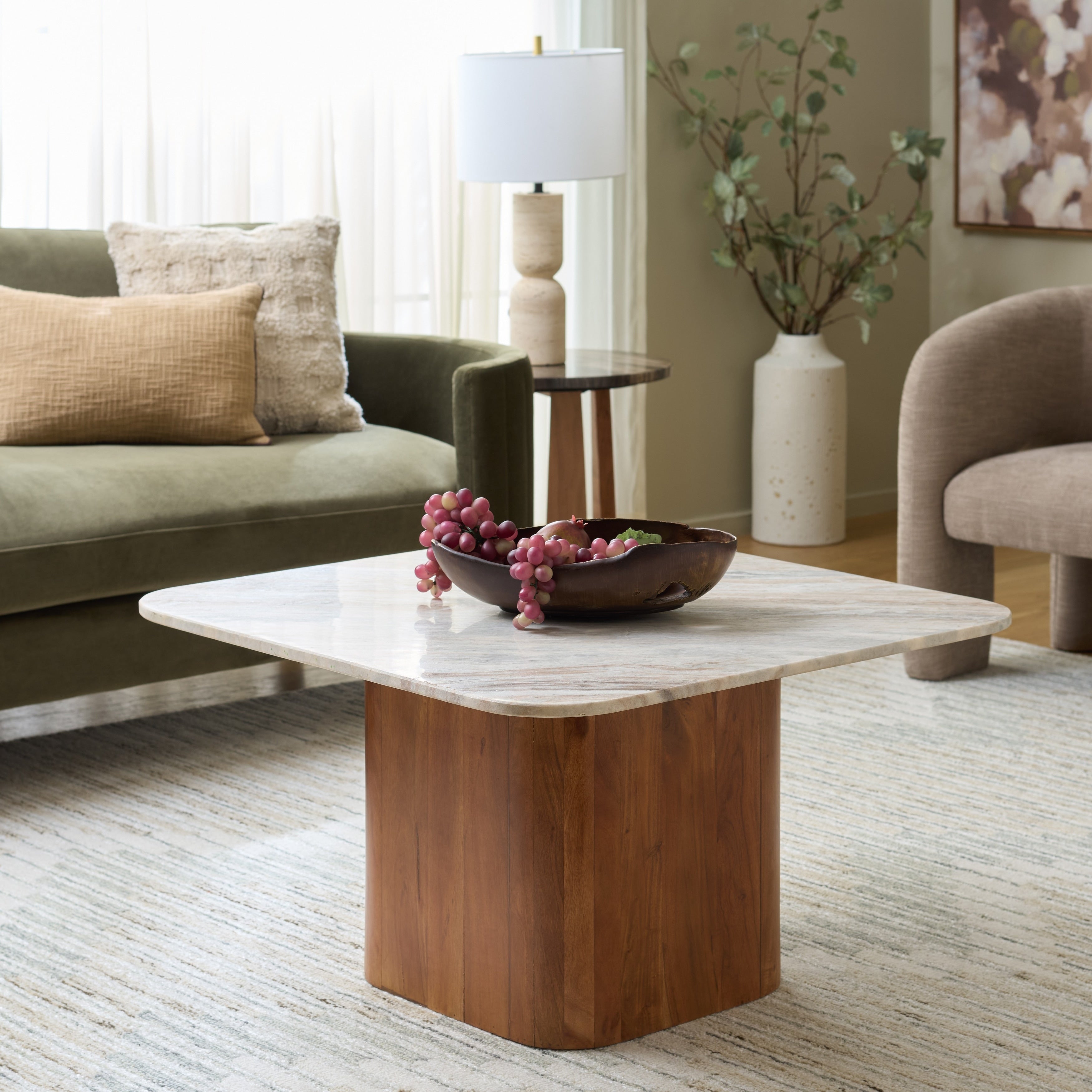 Safavieh Home Alessio Marble Side Table 32 W X 32 D X 18 H