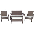 Safavieh Outdoor Living Avaron Brown Grey Cushion 4 Piece Patio Set