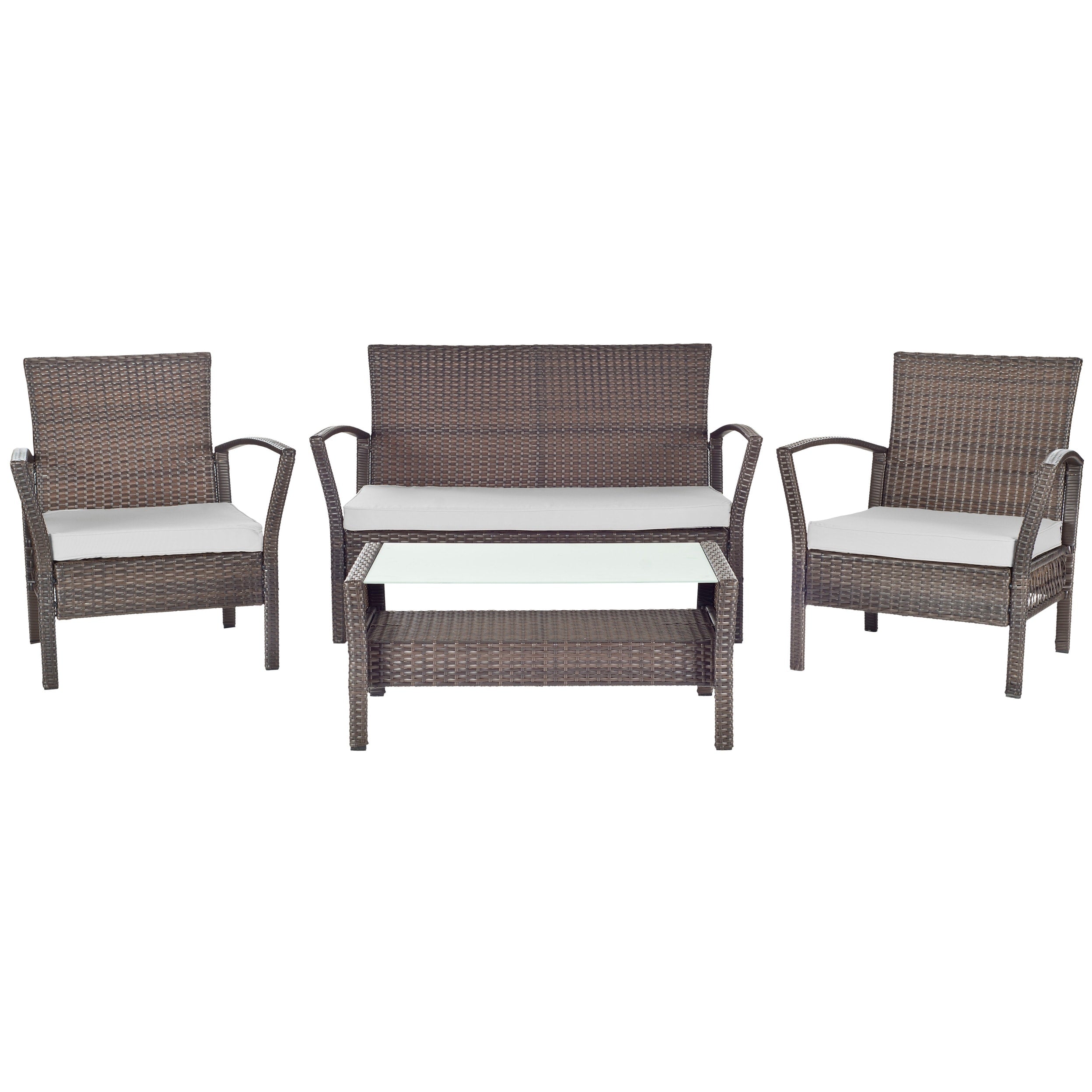 Safavieh Outdoor Living Avaron Brown Grey Cushion 4 Piece Patio Set