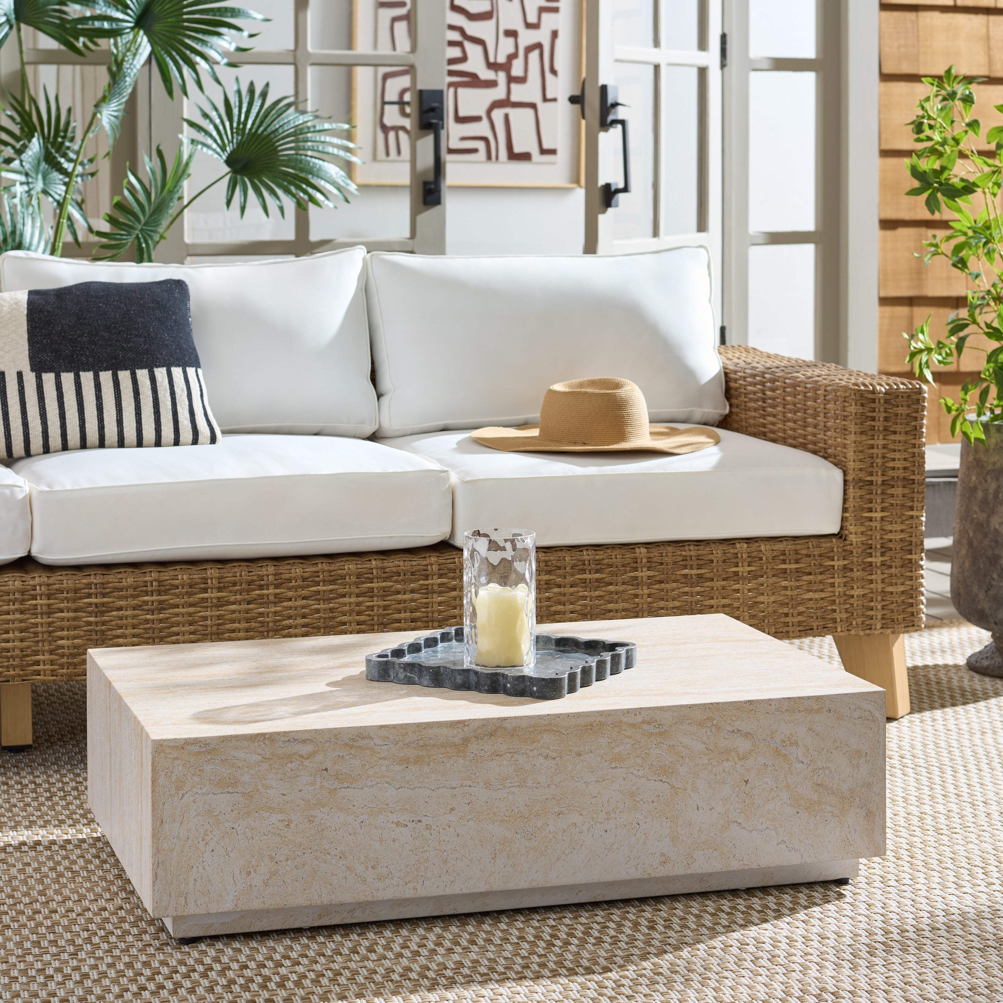 Safavieh Outdoor Living Tina Rectangle Coffee Table 39 W X 24 D X 11 H