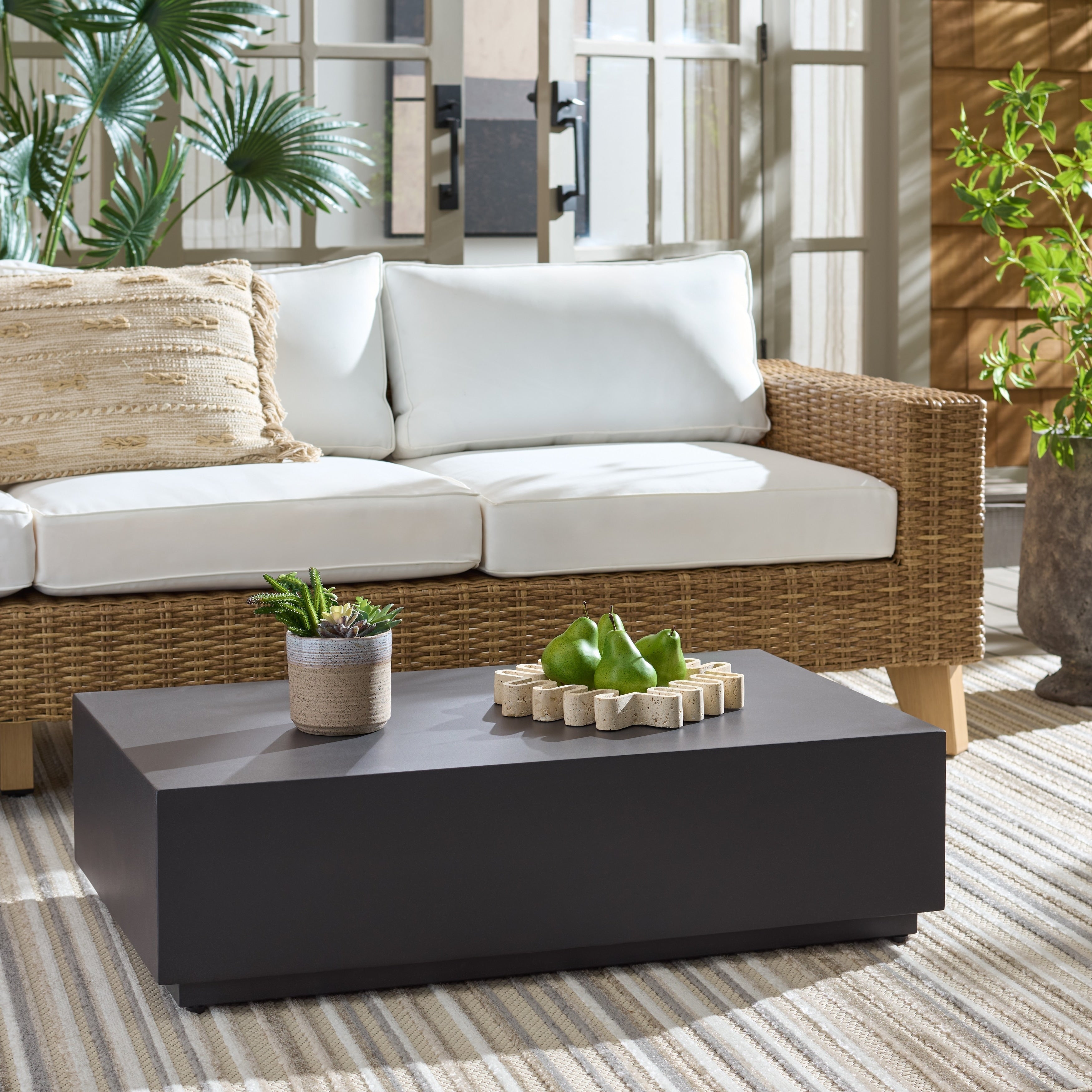 Safavieh Outdoor Living Tina Rectangle Coffee Table 39 W X 24 D X 11 H