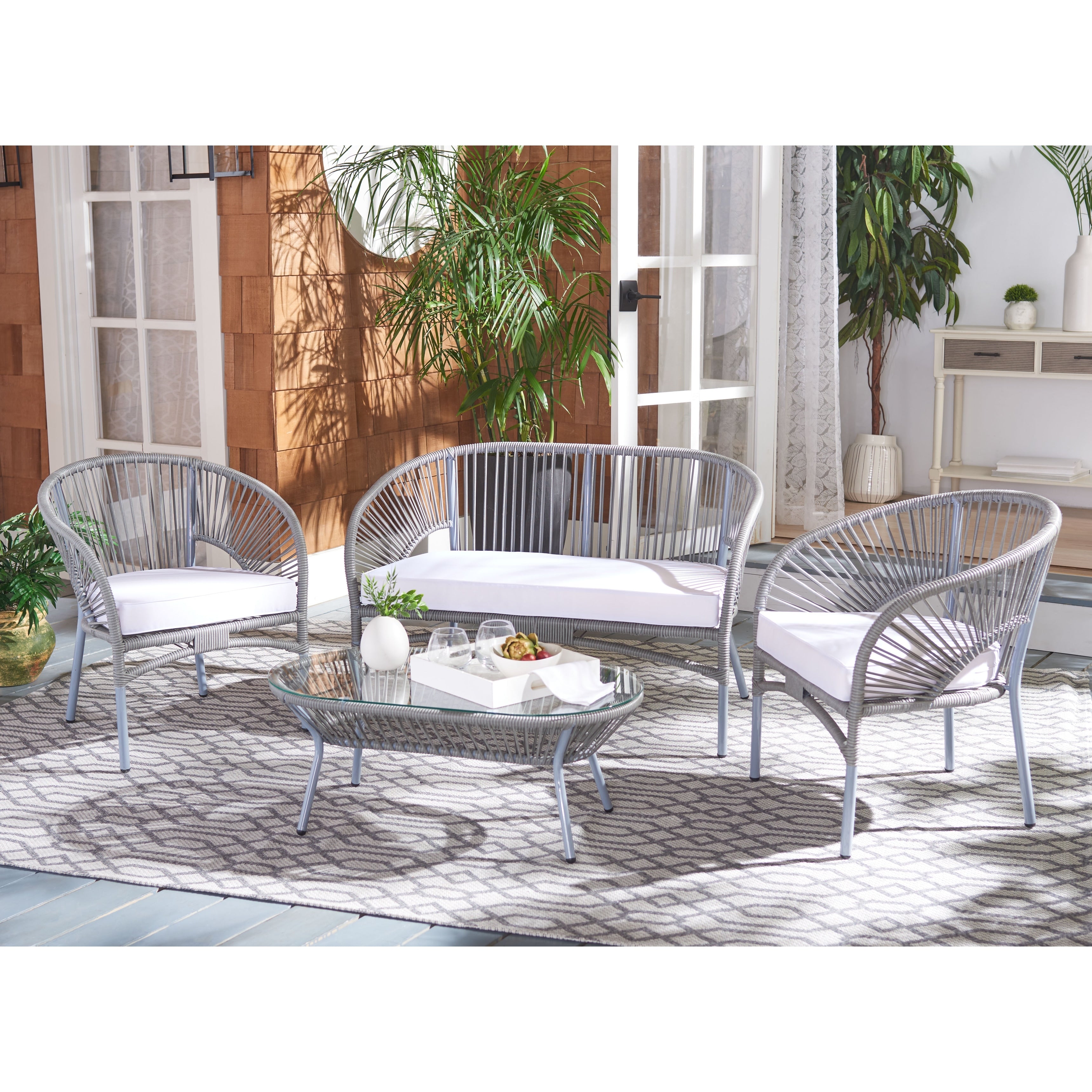 Safavieh Outdoor Living Werner 4 Piece Patio Set 48 W X 24 D X 29 H