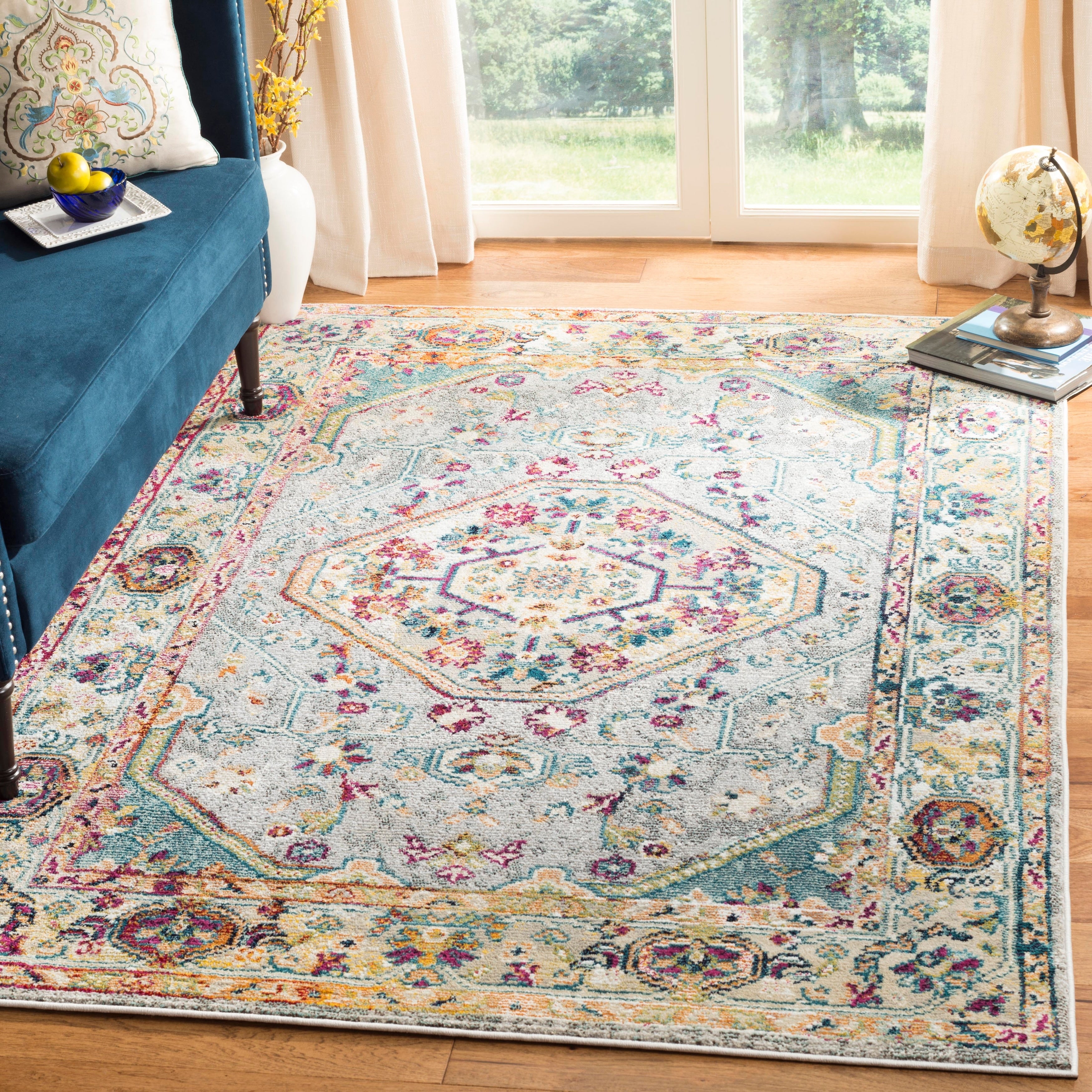 Safavieh Savannah Vintage Medallion Grey Teal Rug 5 1 X 7 6