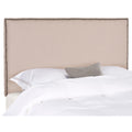 Safavieh Sydney Taupe Linen Upholstered Headboard Brass Nailhead