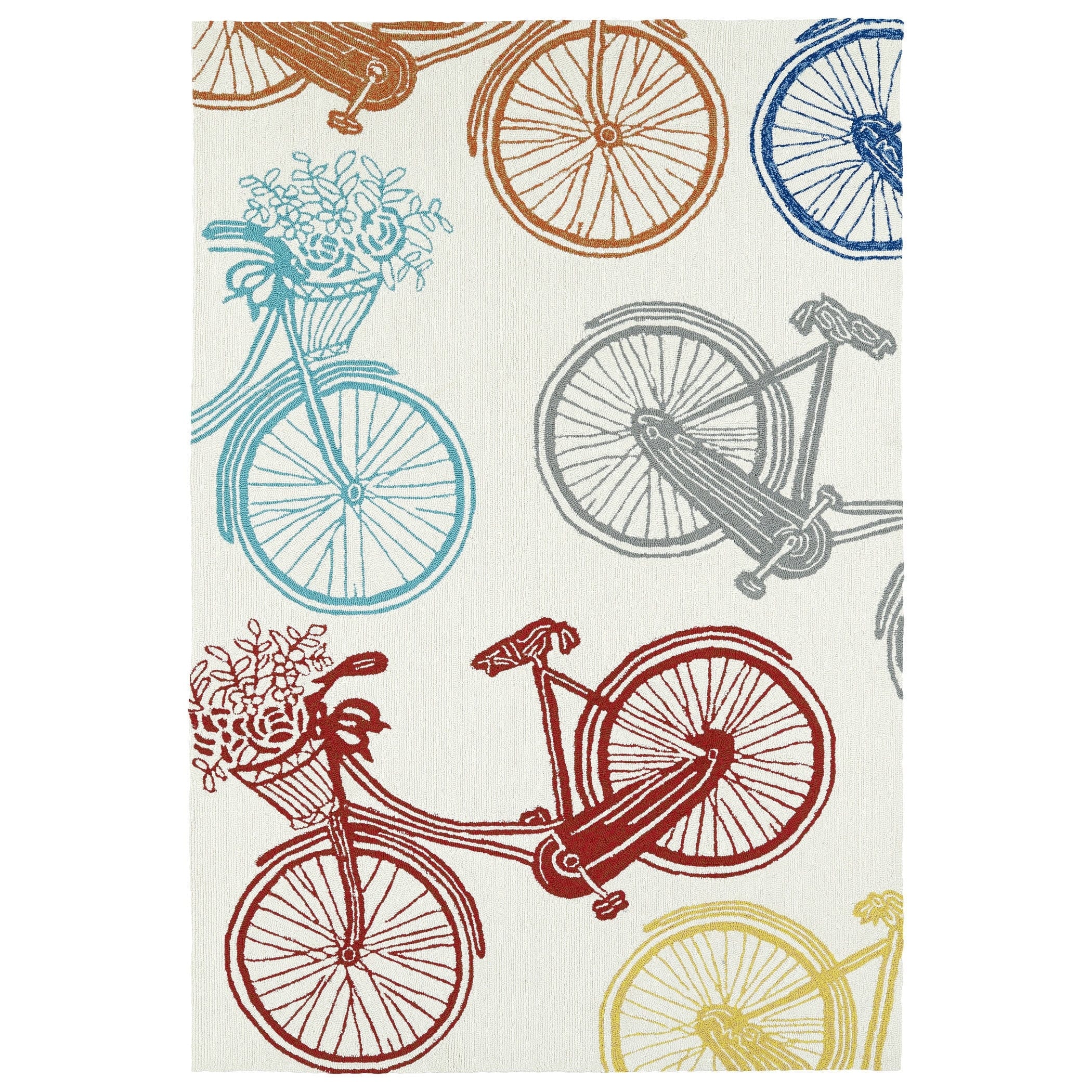 Indoor Outdoor Beachcomber Bicycle Light Blue Rug 76 X 9