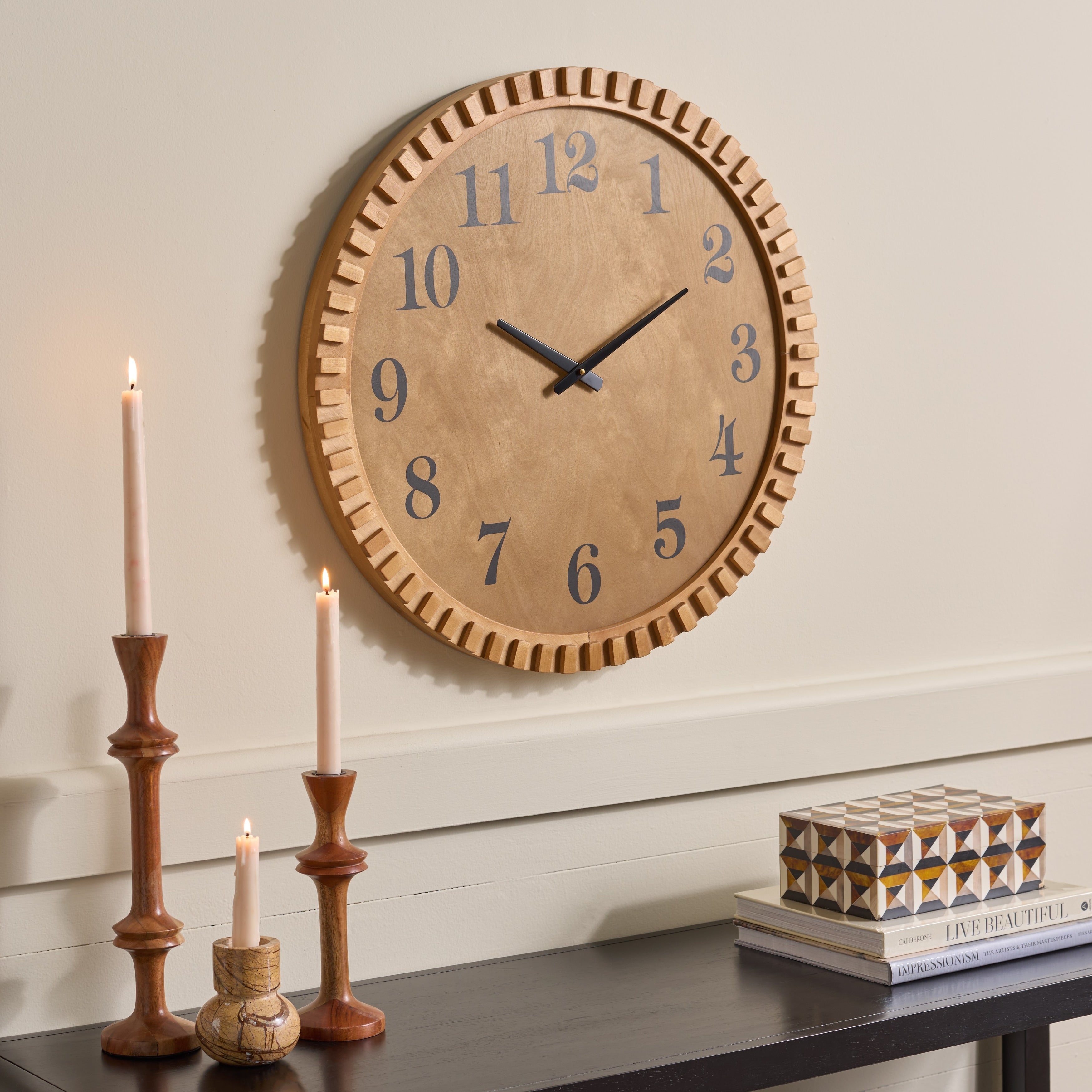 Sei Furniture Beda Wood Clock 24 W X 2 D X 24 H