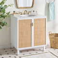 Sei Furniture Bobby Rattan Doors 30 Inch Vanity With Marble Top 30 W X 22 D X 33 H