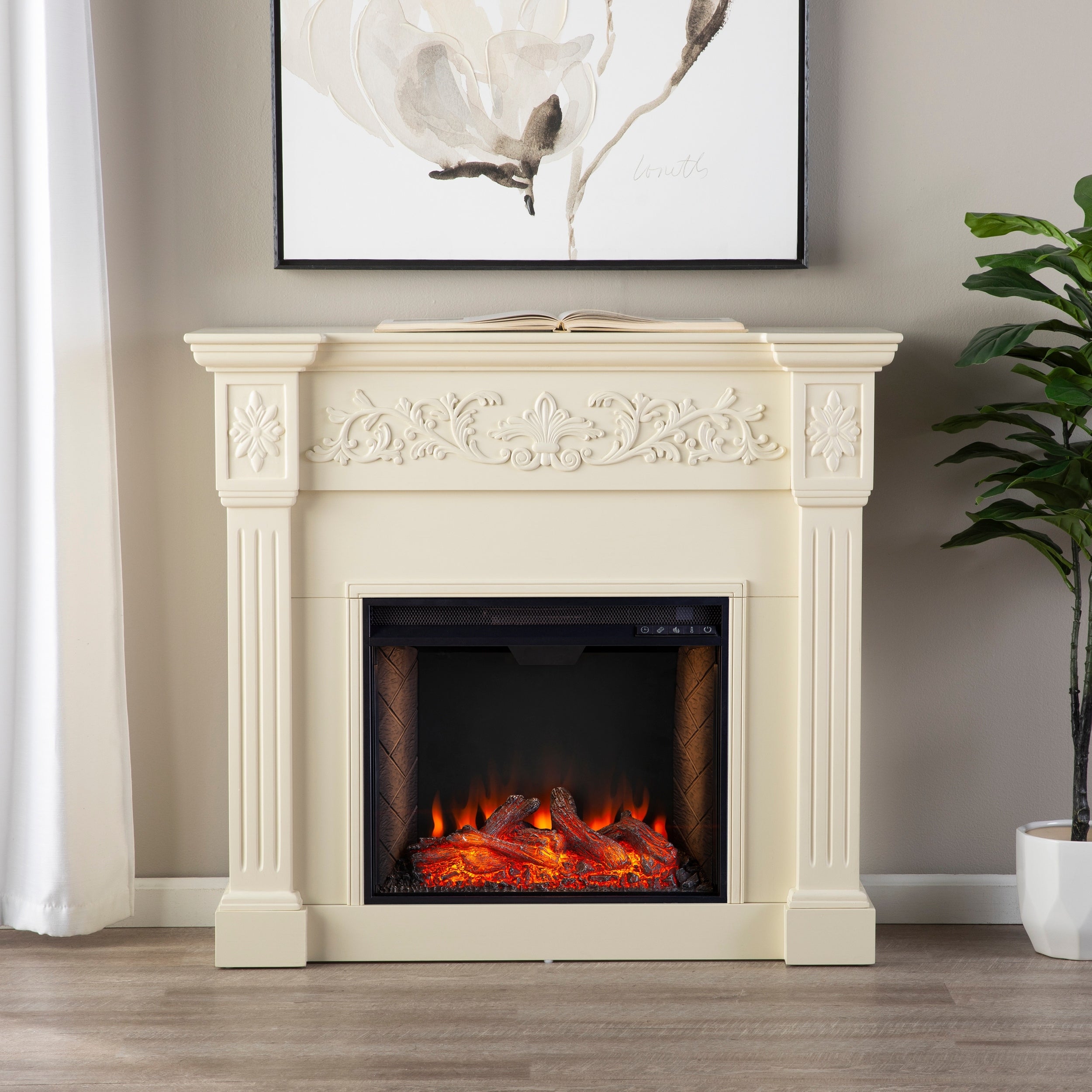Sei Furniture Calvert Criss Cross Electric Electric Fireplace 15 W X 40 D X 45 H