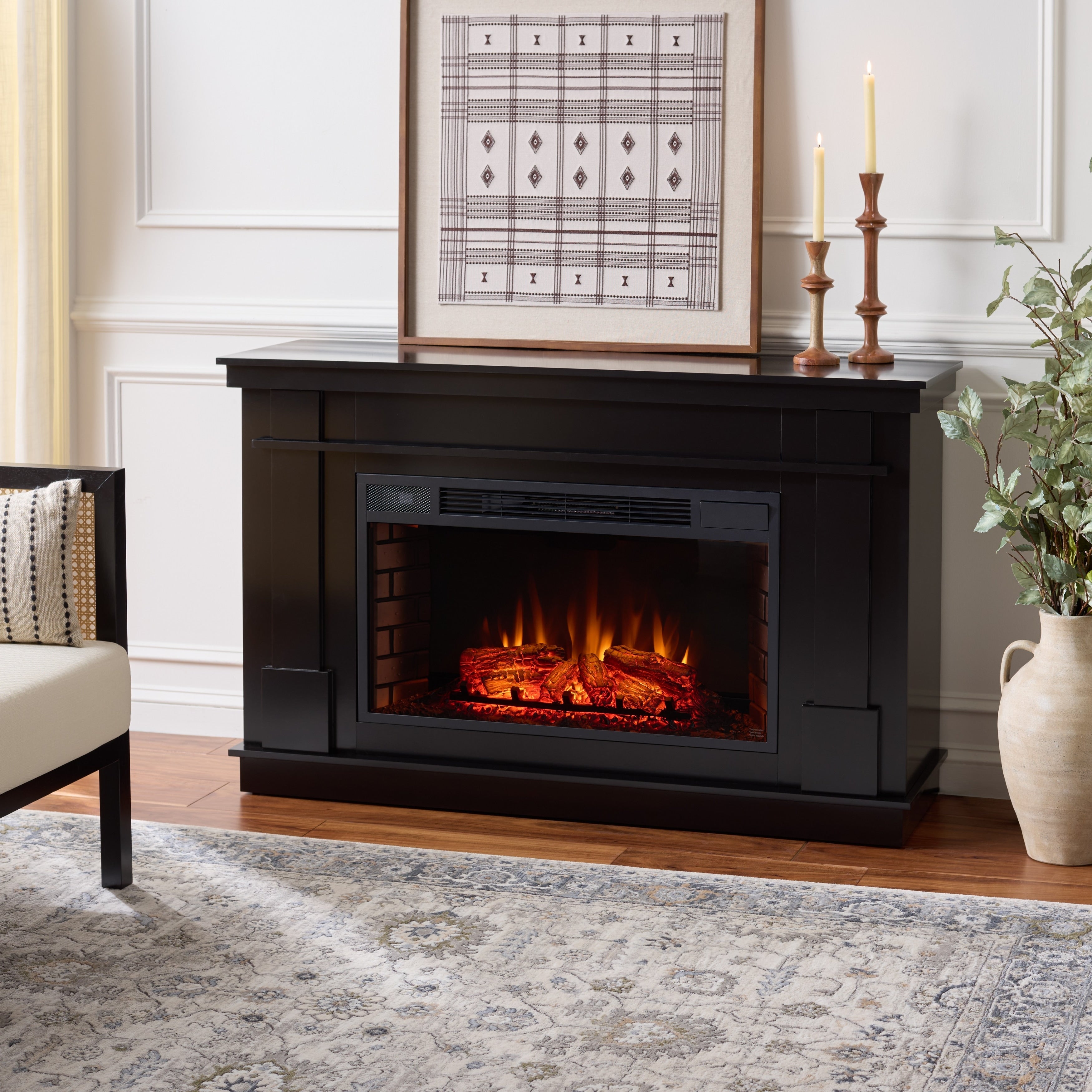 Sei Furniture Carlos Electic Fireplace Mantel With Firebox 55 W X 16 D X 34 H