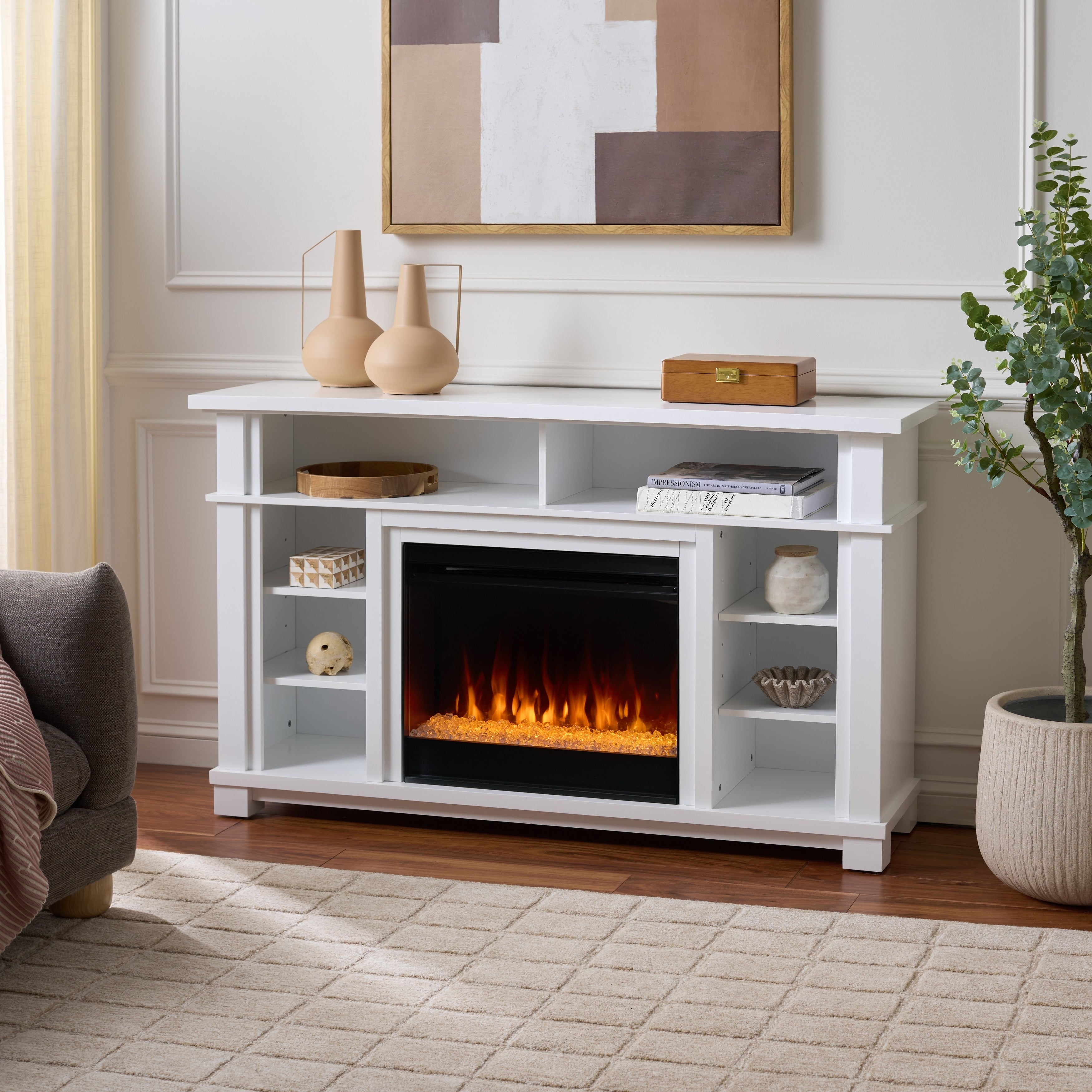 Sei Furniture Christian 6 Shelf Electric Fireplace With Firebox 59 W X 16 D X 35 H