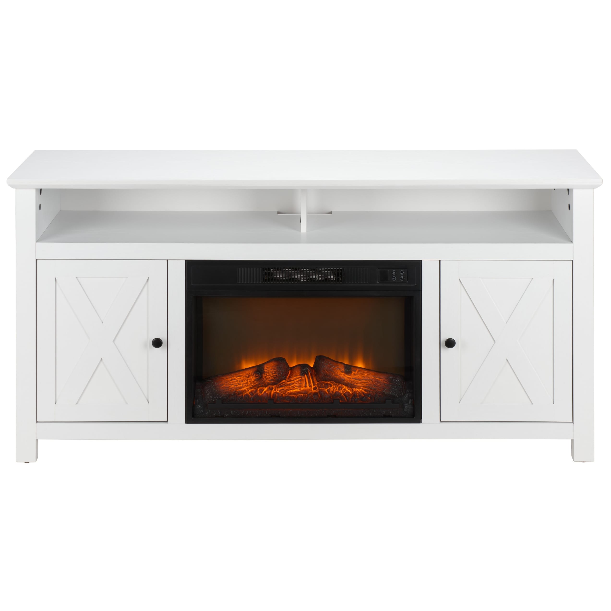Sei Furniture Cliff 2 Door Wood Fireplace 58 W X 16 D X 30 H