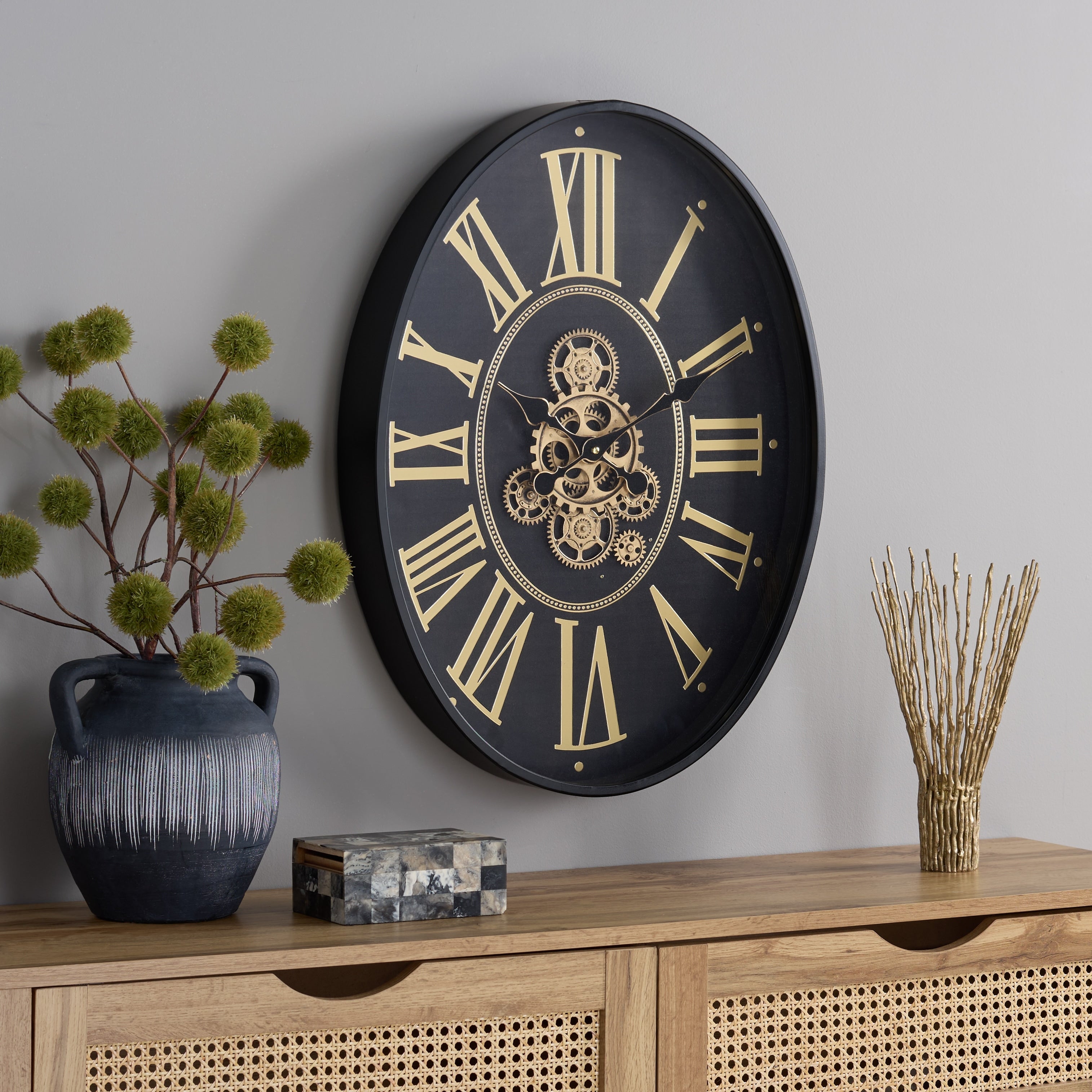 Sei Furniture Crosby Oval Roman Gear Clock 25 W X 3 D X 19 H