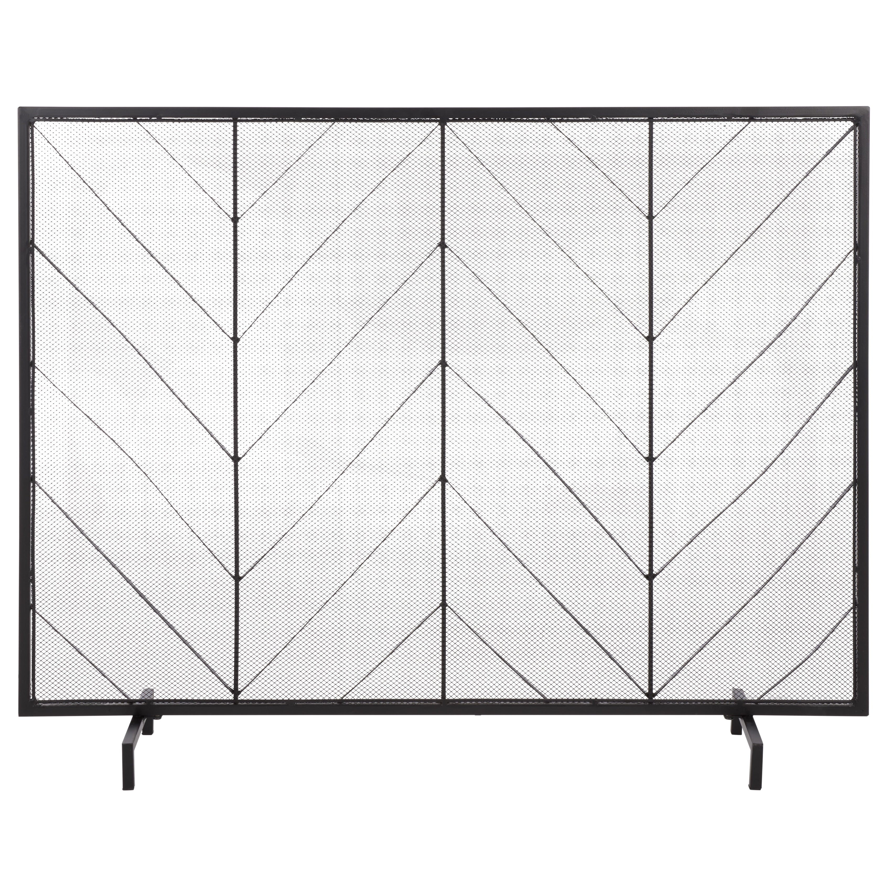Sei Furniture Dama Chevron Flat Iron Fireplace Screen 38 W X 8 D X 30 H