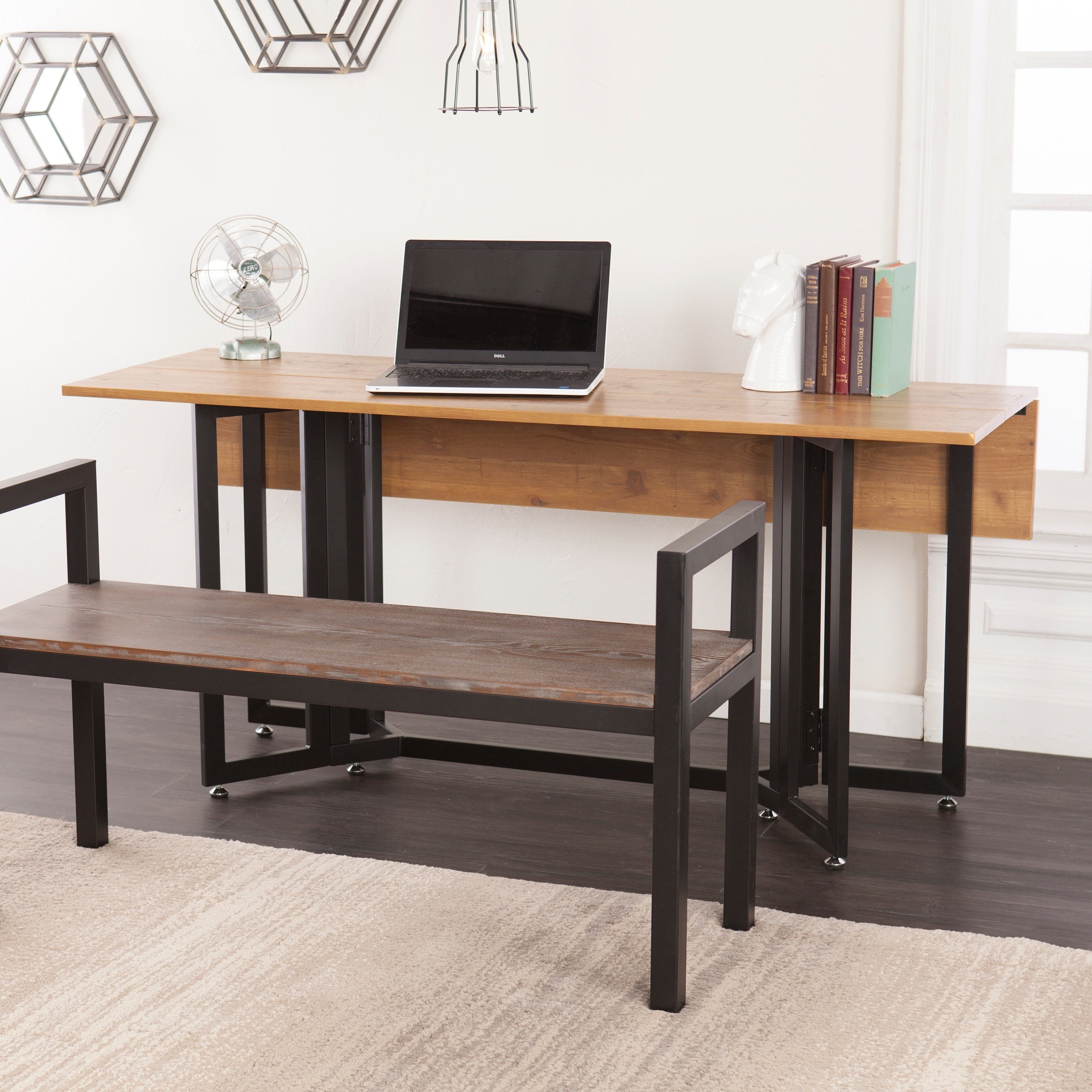 Holly Martin Driness Weathered Oak With Black Frame Drop Leaf Table
