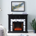 Sei Furniture Drovling Marble Fireplace With Criss Cross Electric Firebox 15 W X 41 D X 46 H