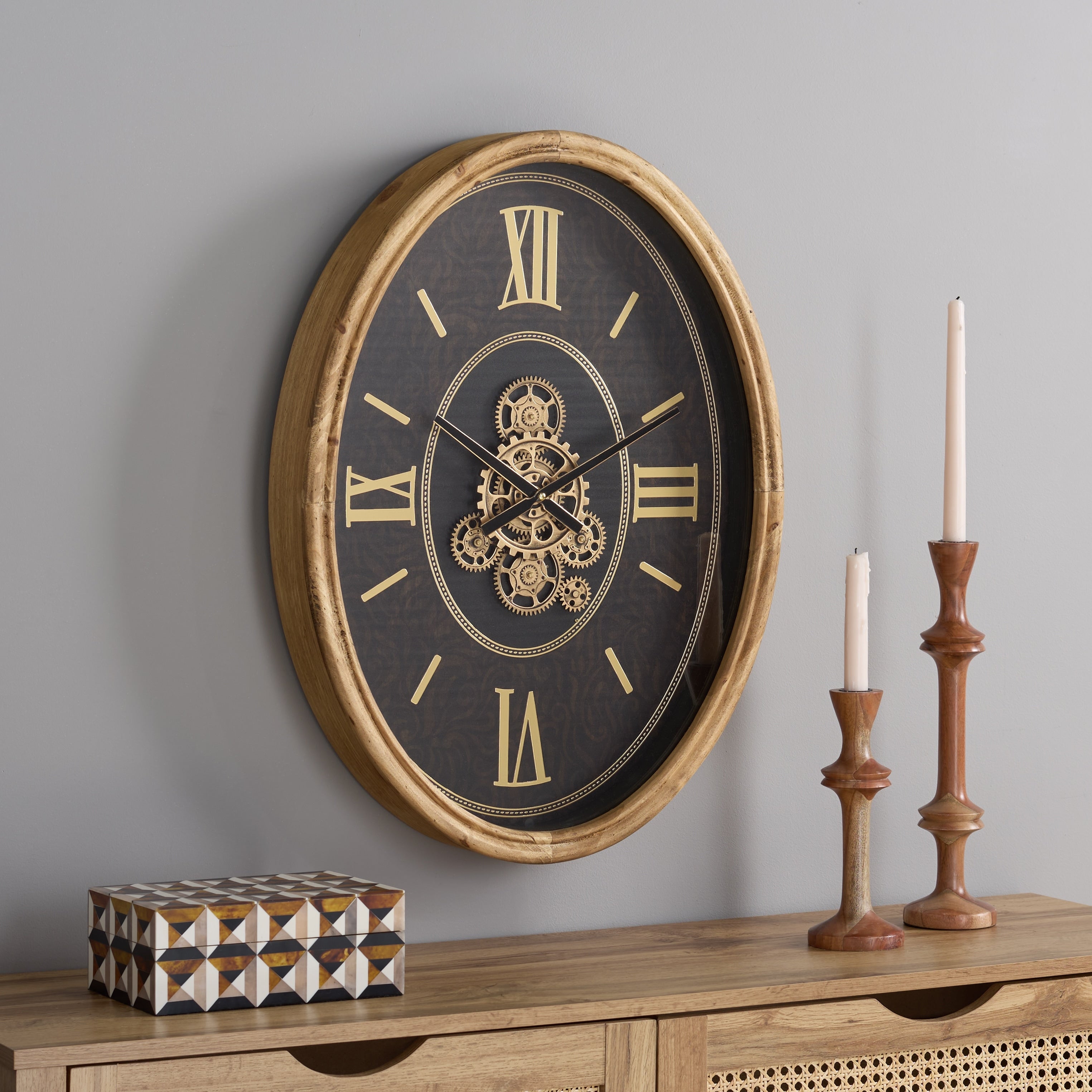 Sei Furniture Effi Roman 4 Number Gear Clock 25 W X 3 D X 19 H