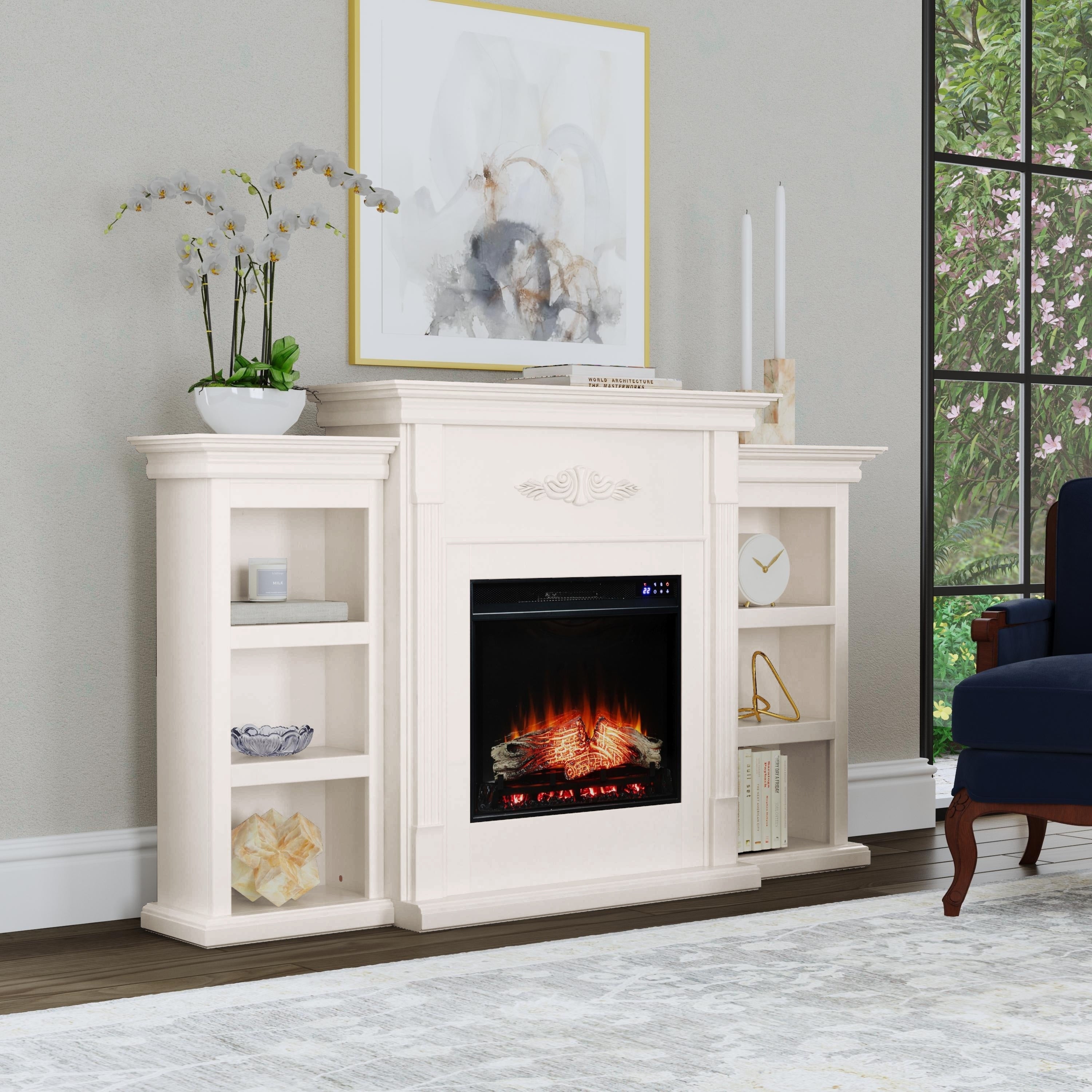 Gracewood Hollow Forbes 70 Inch Ivory Electric Fireplace