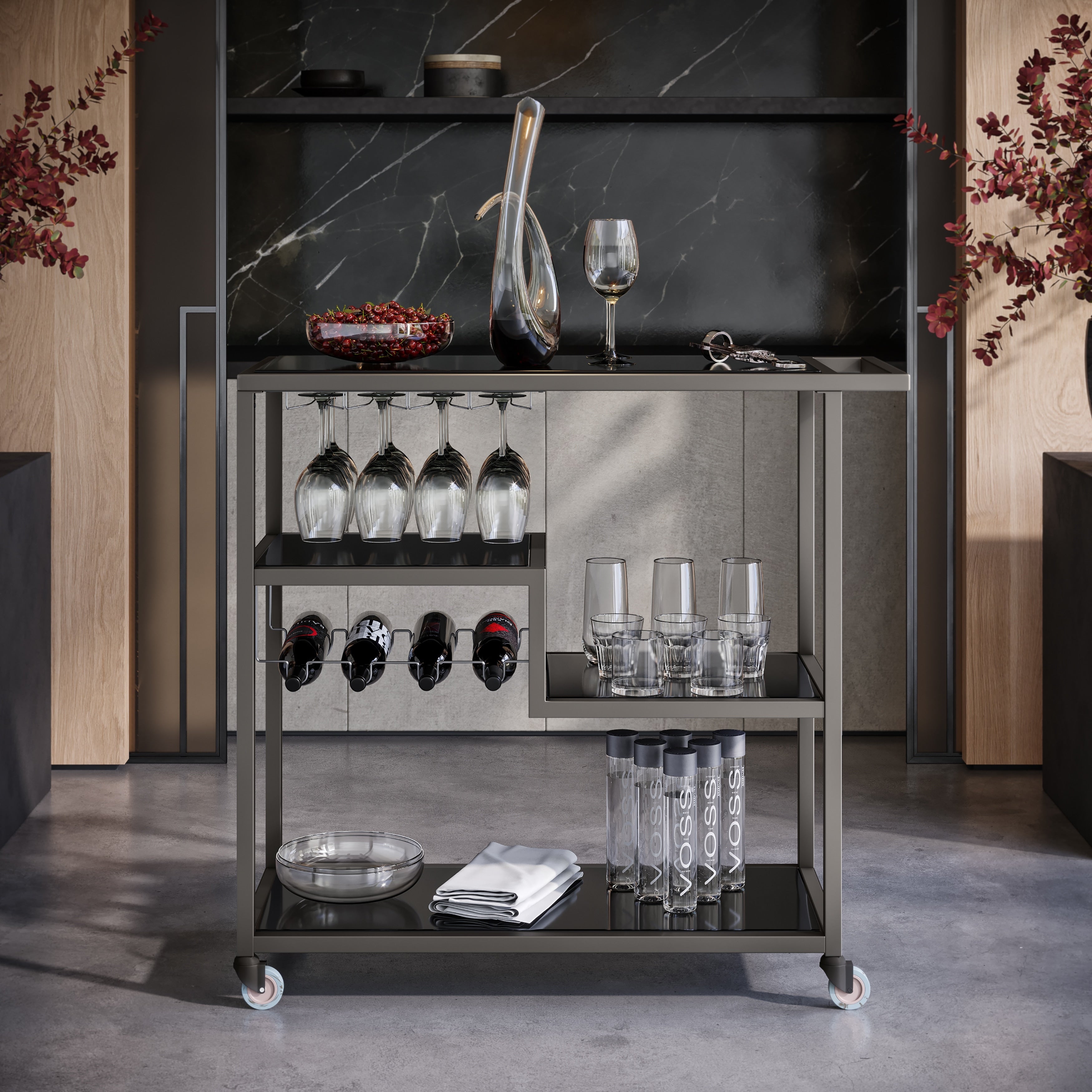 Carbon Loft Glenn Gunmetal Grey Bar Cart