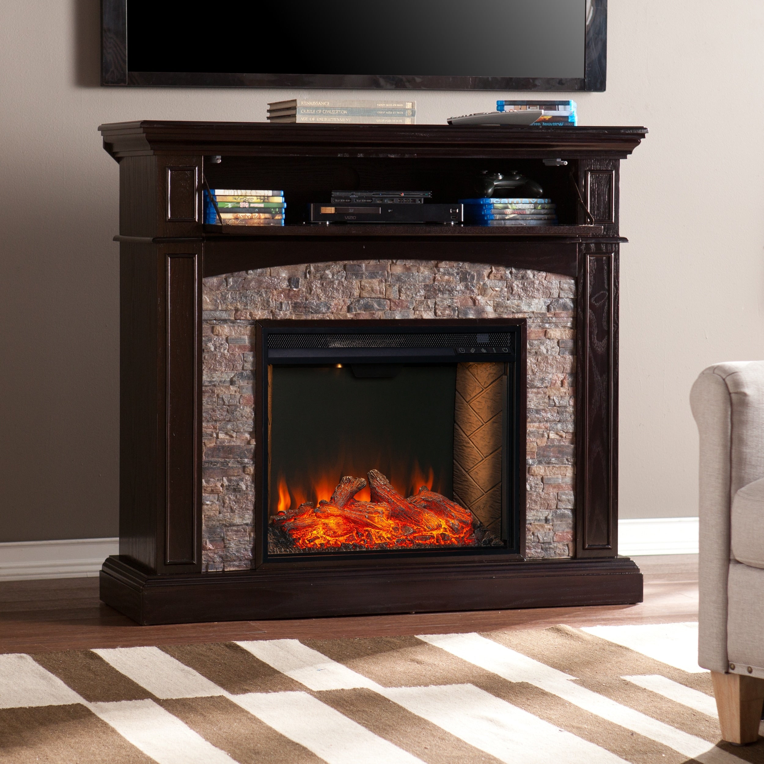 Sei Furniture Grantham Convertible Criss Cross Electric Fireplace 16 W X 42 D X 46 H