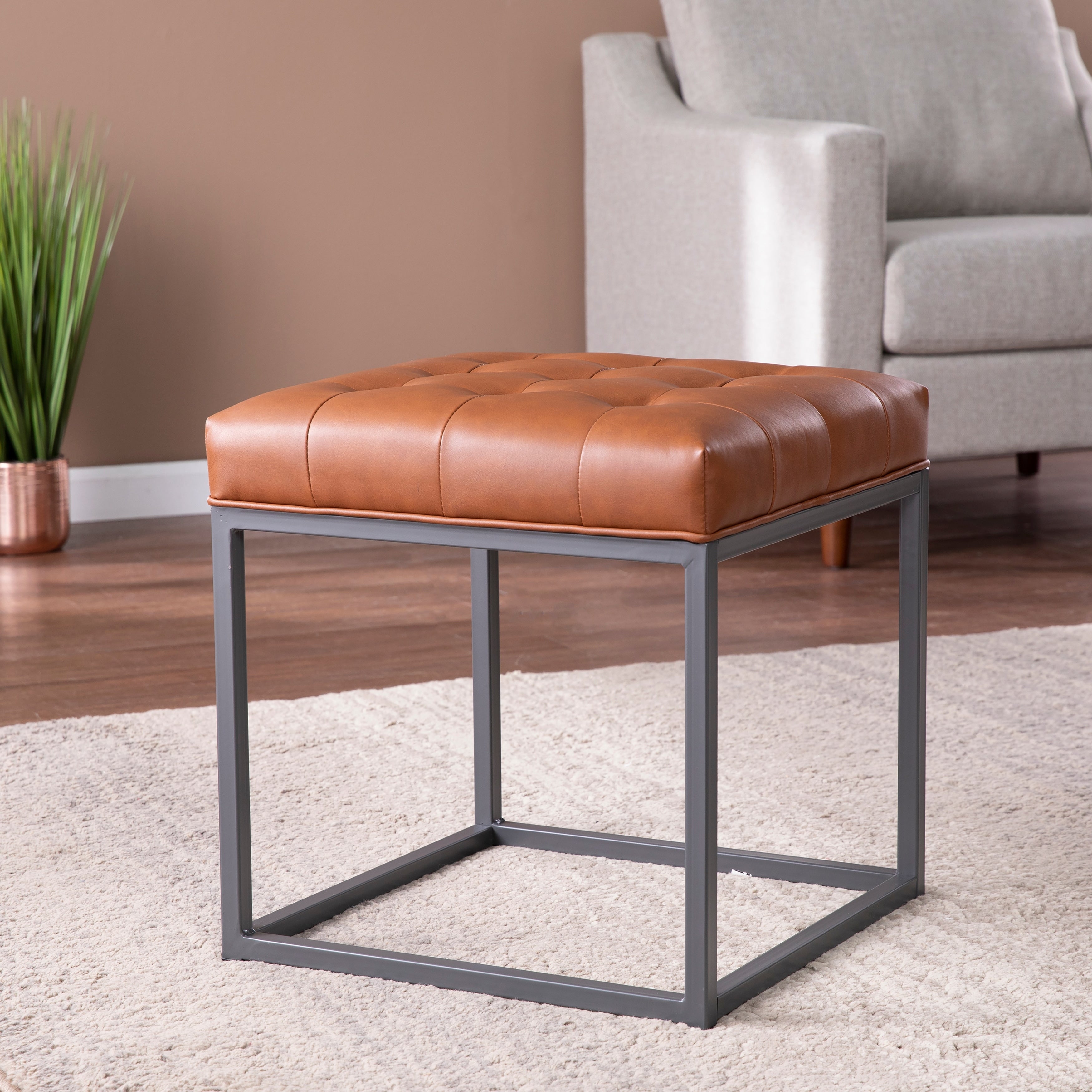 Strick Bolton Healy Saddle Brown Mini Ottoman