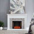 Sei Furniture Hebbington Tiled Marble Electric Fireplace 50 W X 15 D X 39 H