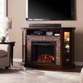 Copper Grove Hermon Faux Stone Corner Convertible Electric Media Fireplace
