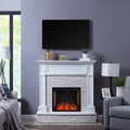Sei Furniture Jacksdale Criss Cross Electric Media Fireplace With Faux Stone 15 W X 48 D X 50 H