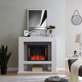 Sei Furniture Lirrington Criss Cross Electric Stainless Steel Fireplace 14 W X 40 D X 44 H