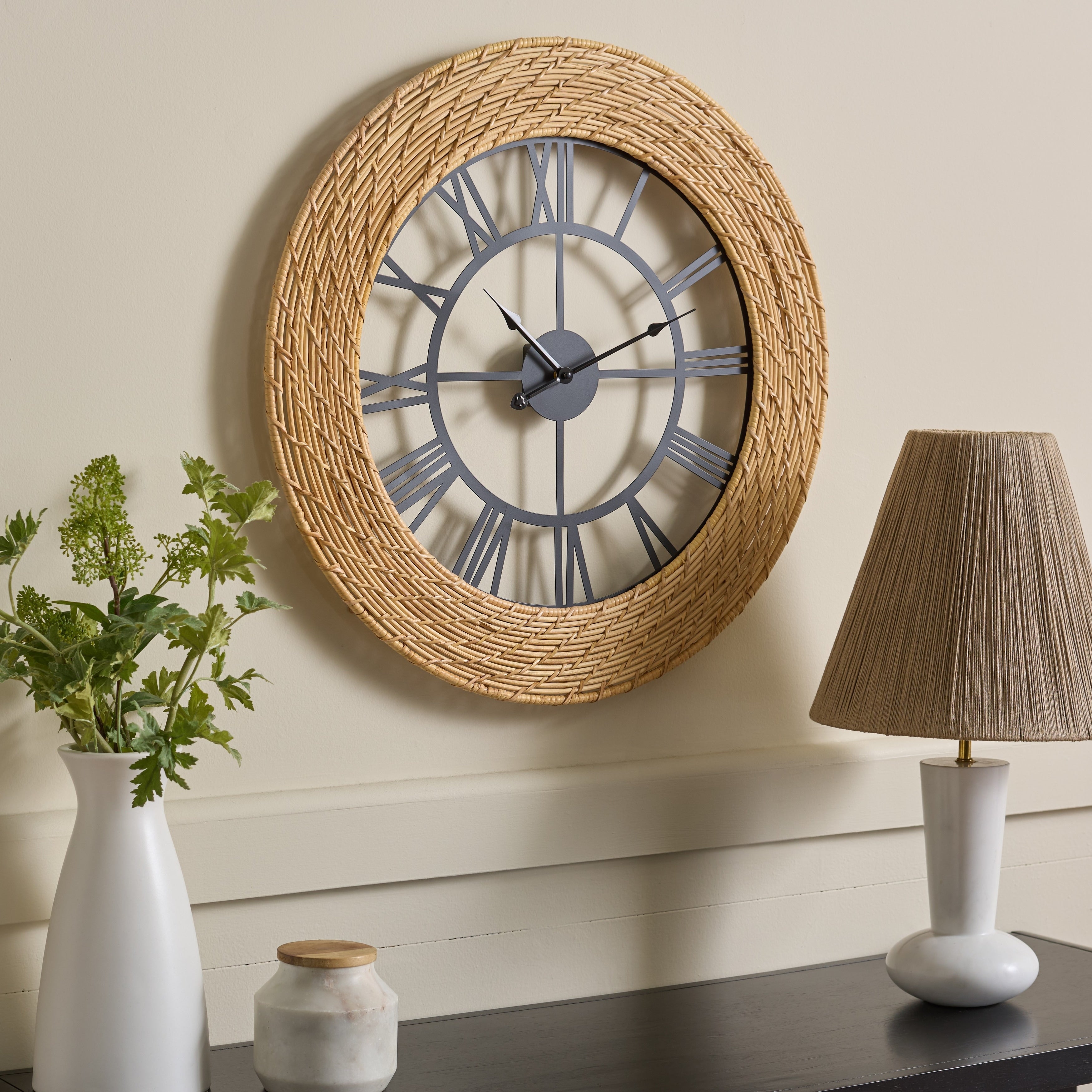 Sei Furniture Mahdis Iron Rattan Clock 26 W X 2 D X 26 H
