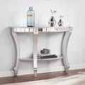 Silver Orchid Olivia Glam Mirrored Demilune Console Table Matte Silver