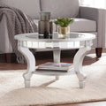 Silver Orchid Olivia Glam Mirrored Round Cocktail Table Matte Silver