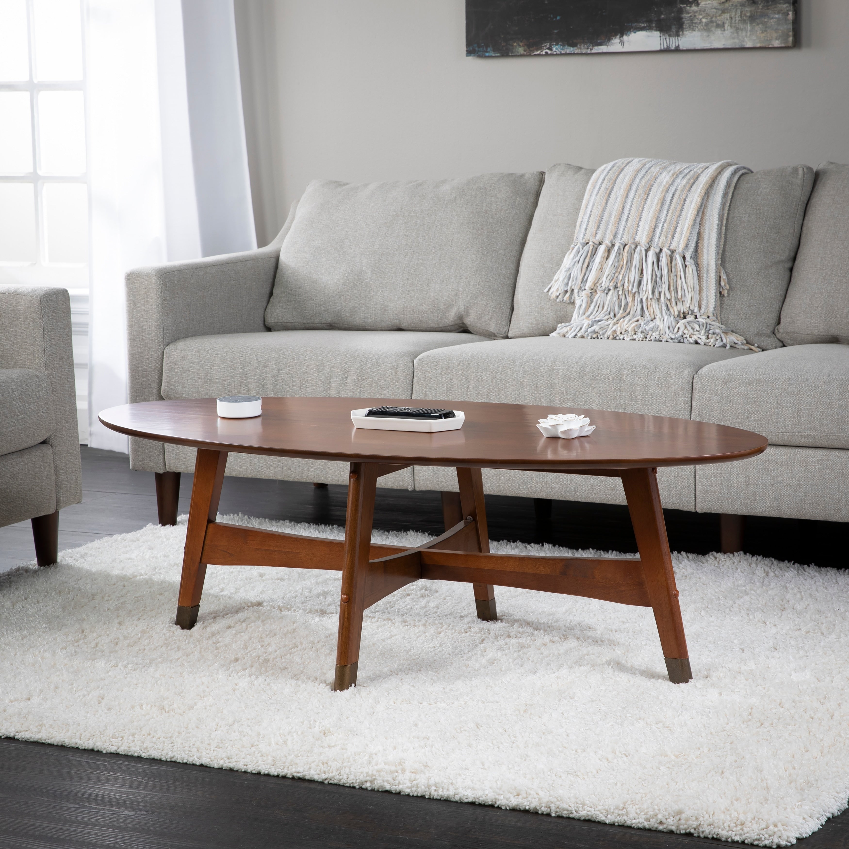 Carson Carrington Ale Oval Mid Century Modern Coffee Table
