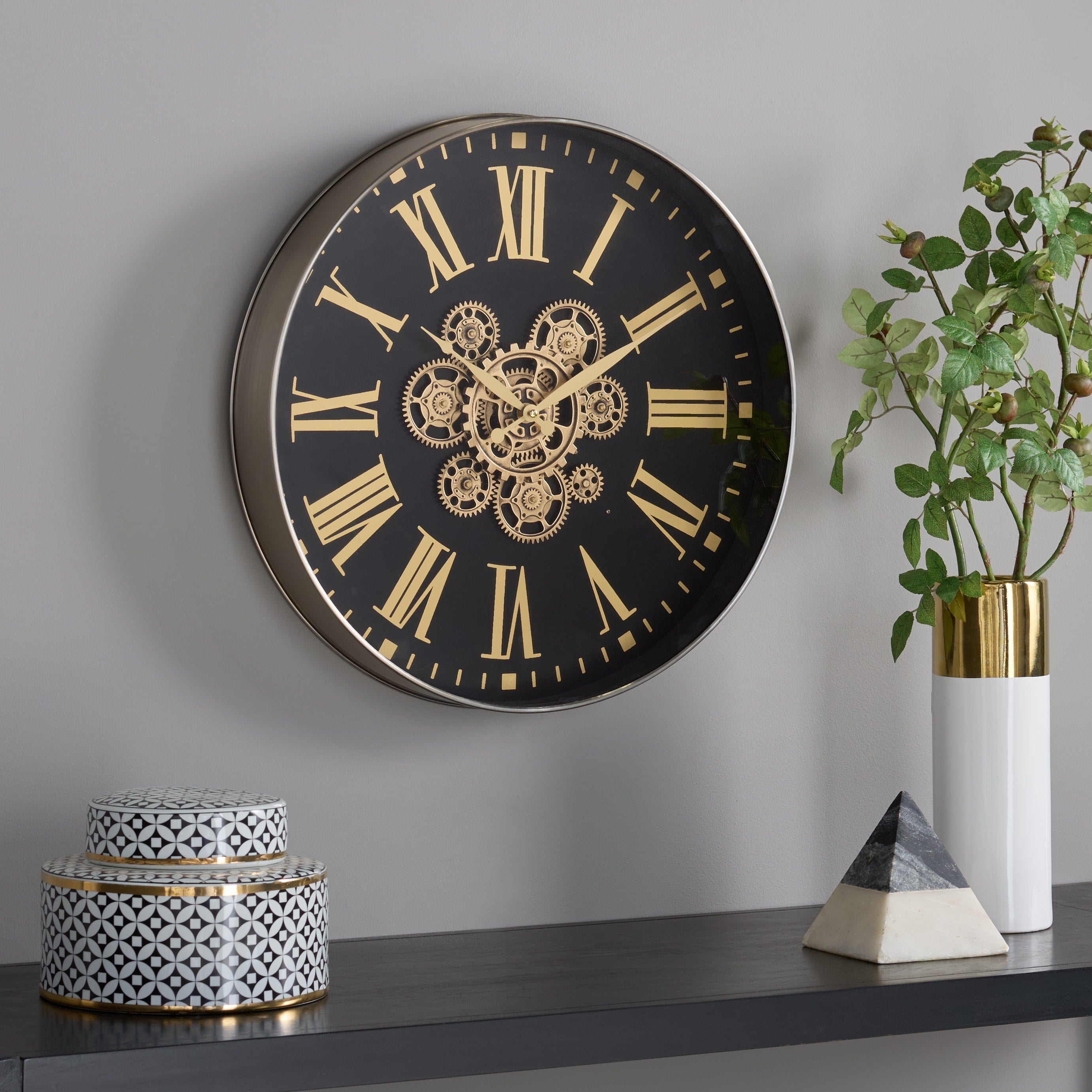 Sei Furniture Thatcher Roman Gear Clock 20 W X 3 D X 20 H