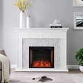 Sei Furniture Torlington Tiled Marble Fireplace Mantel With Criss Cross Electric Firebox 15 W X 39 D X 50 H