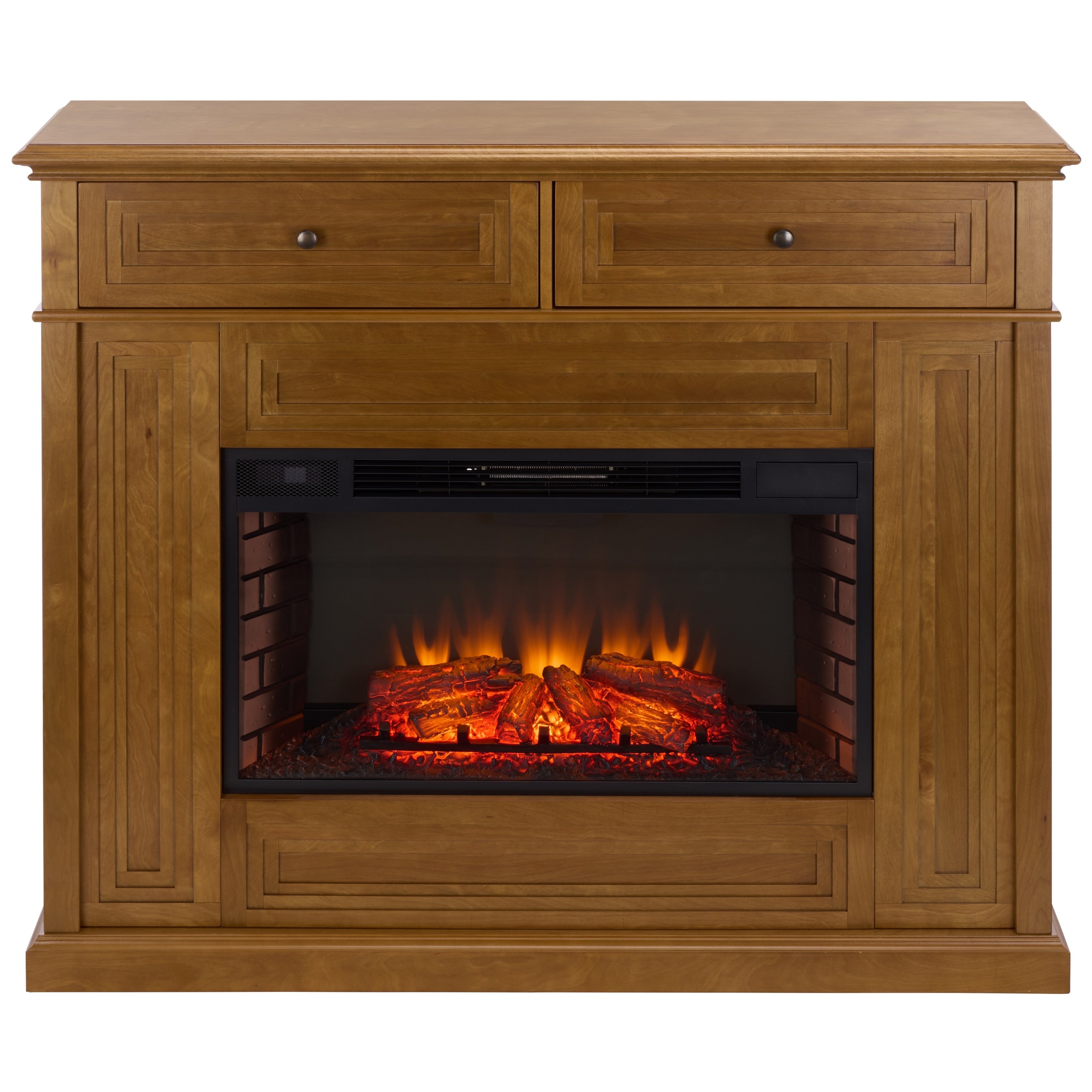 Sei Furniture Trevor 2 Drawer Wood Mantel With 33 Inch Firebox 43 W X 16 D X 40 H