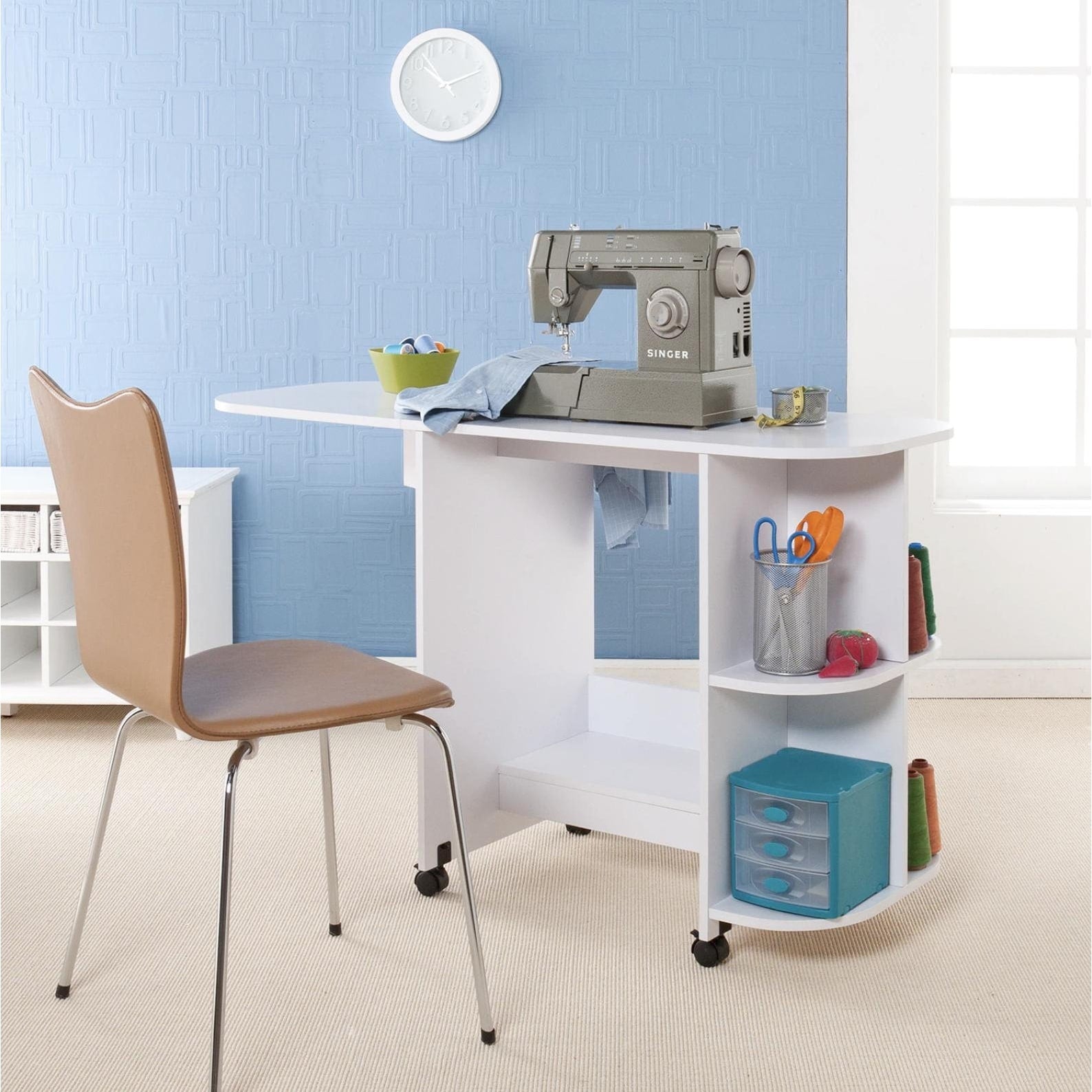 Harper Blvd White Folding Sewing Machine Table