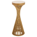Sei Furniture Wilma Wood Bamboo And Marble Accent Table 9 W X 9 D X 24 H