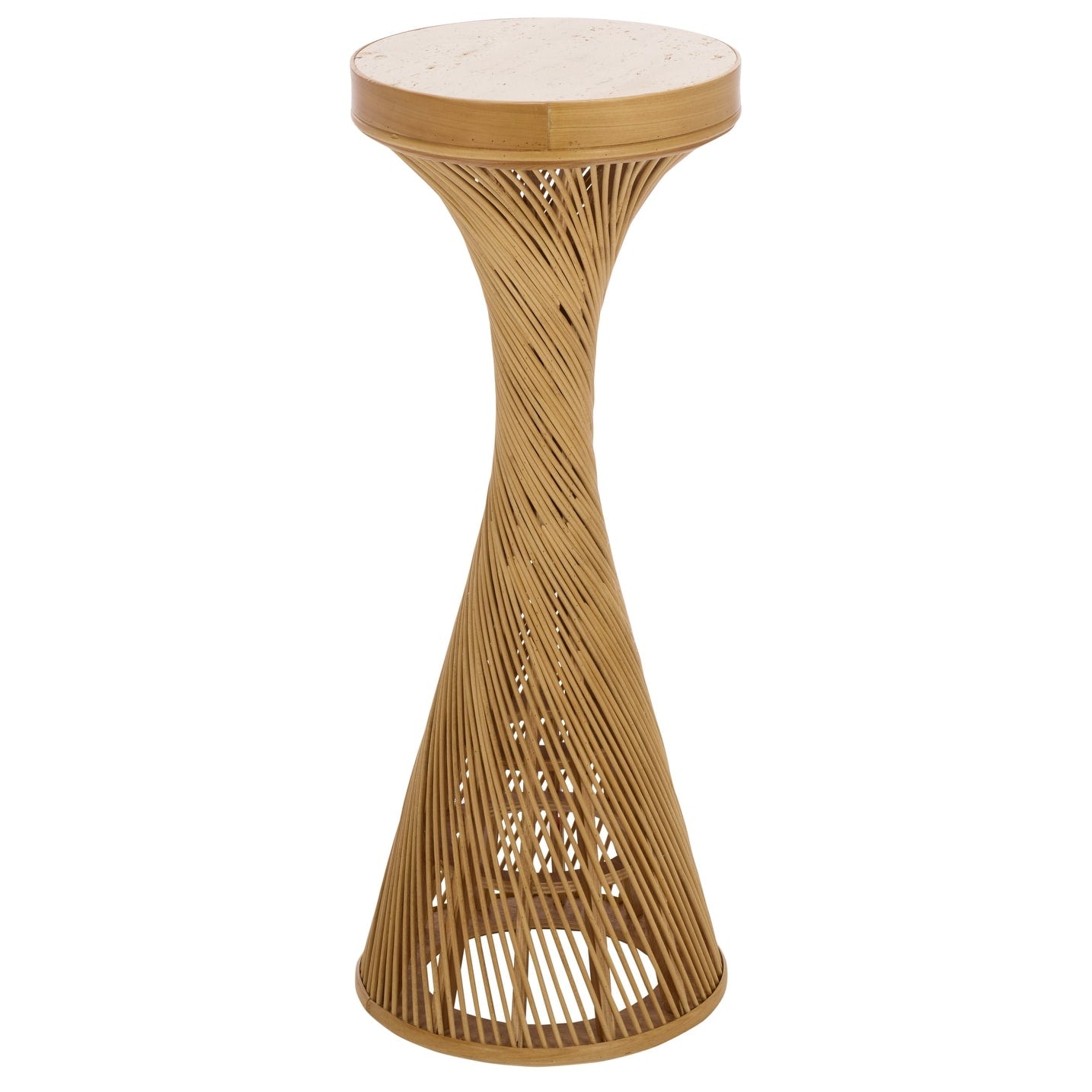 Sei Furniture Wilma Wood Bamboo And Marble Accent Table 9 W X 9 D X 24 H