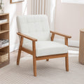 Seynar Mid Century Linen Button Tufted Accent Chair With Solid Wood Frame