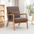 Seynar Mid Century Modern Linen Accent Chair With Solid Wood Frame