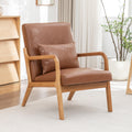 Seynar Mid Century Pu Leather Accent Chair With Lumbar Pillow