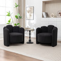Seynar Modern Glam Teddy Fabric Upholstered Round Accent Chair With Flower Shaped Back Design Set Of 2