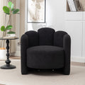 Seynar Modern Glam Teddy Fabric Upholstered Round Accent Chair With Flower Shaped Back Design